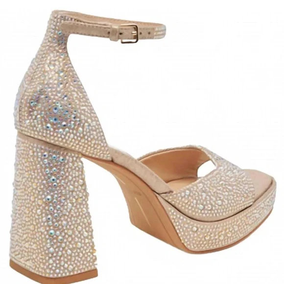 Dolce Vita Women’s Gold Crystal Pandro Heels Size 10 New in box - Picture 4 of 5